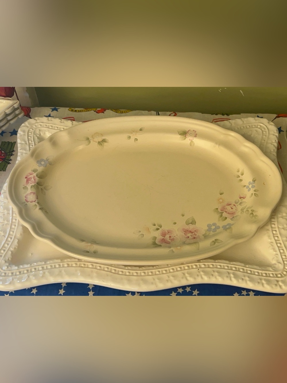 Vintage Pfaltzgraff Oval Serving Platter in "Tea Rose" pattern